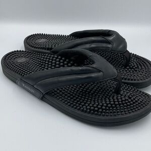 Kenkoh Men's Size 12 Black Orthotic Massage Thong Flip flop Sandals
